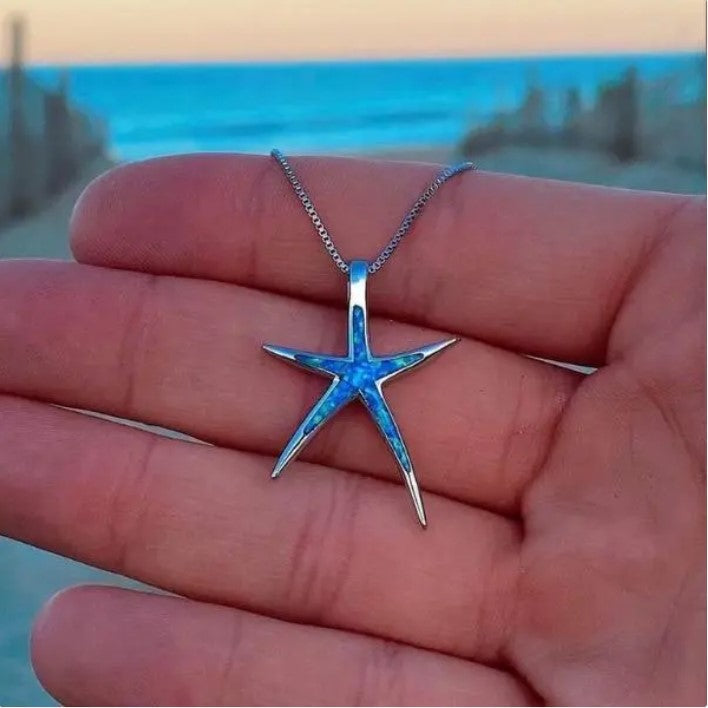 Collana Stella Marina blu e argentata