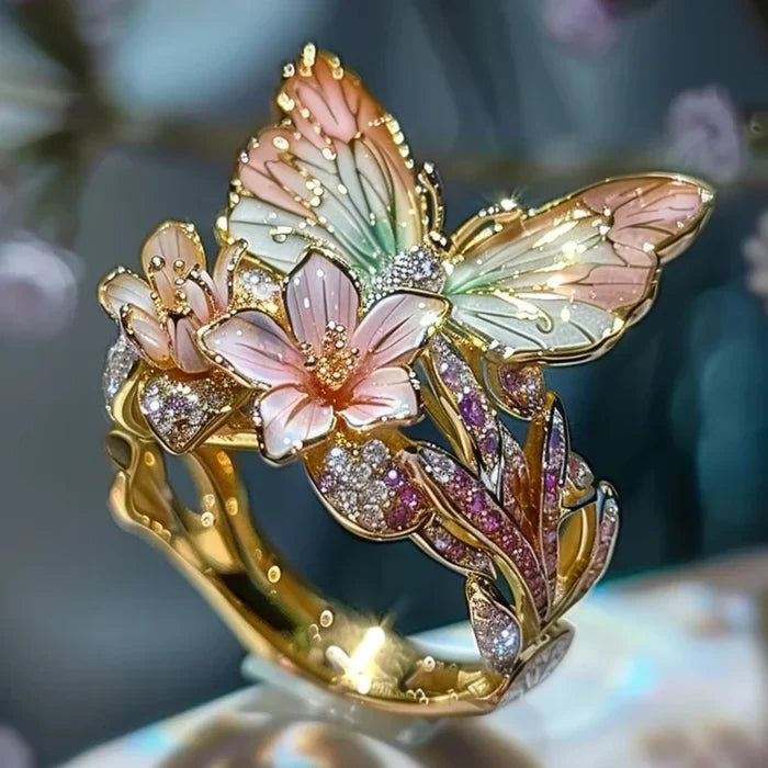 Anello floreale in oro vintage