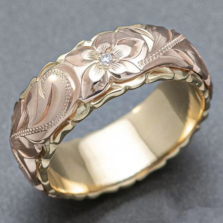 Anello vintage con fiore rosa