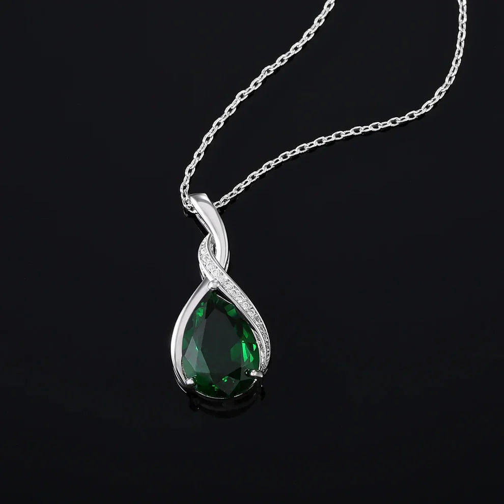 Collana con pendente in cristallo verde argento