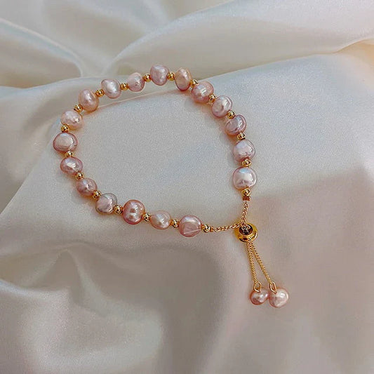 Bracciale vintage con perline rosa