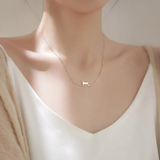 Collana gatto d'argento