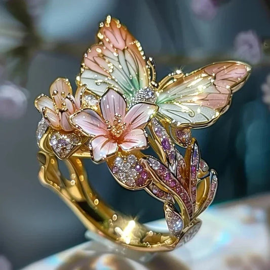 Anello floreale in oro vintage