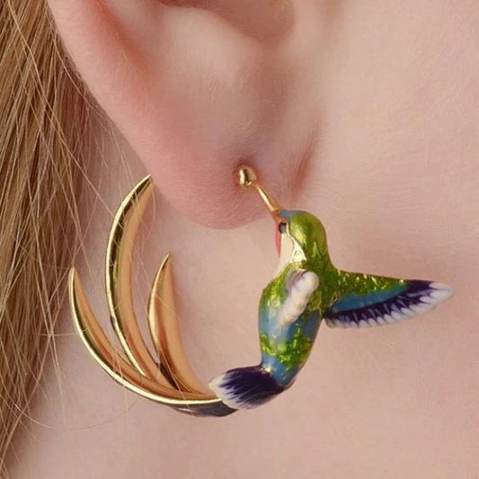 Orecchini con motivo colibrì