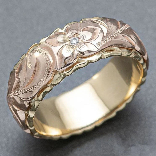 Anello vintage con fiore rosa
