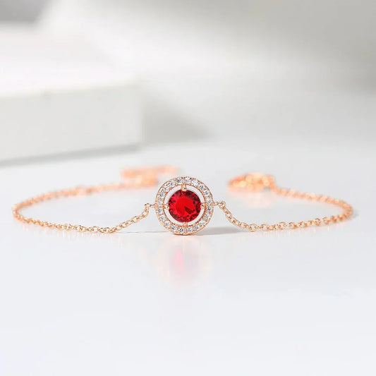 Bracciale Classico Rosa con Pietre Rosse e Cristalli