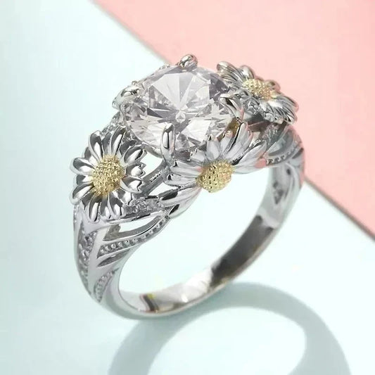 Anello vintage girasole giallo