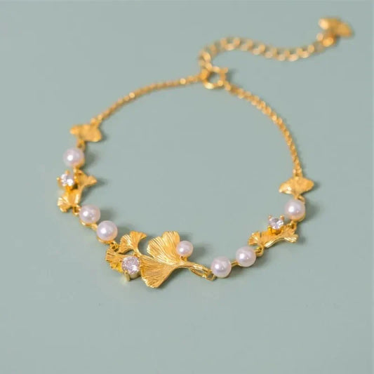 Bracciale Classico con Foglie di Ginkgo