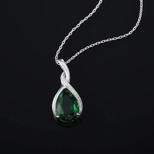 Collana con pendente in cristallo verde argento